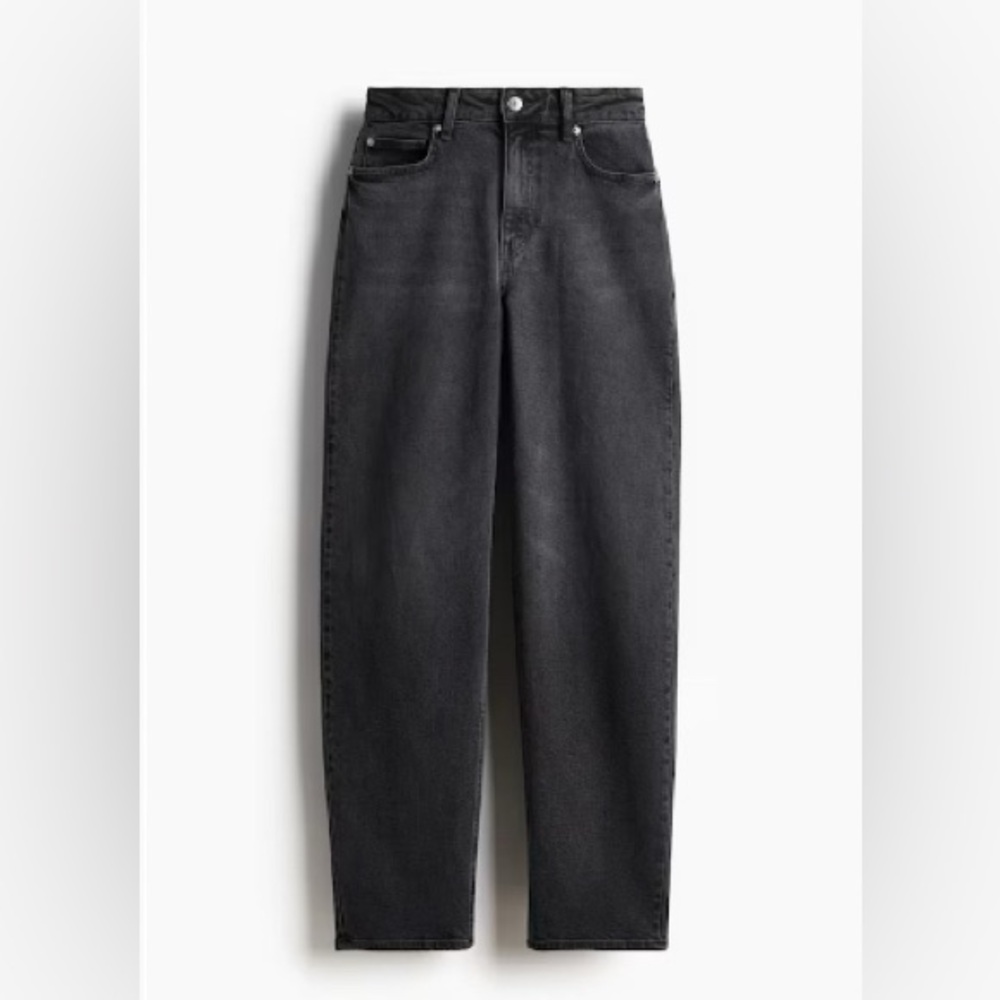 H&M High Waist Tapered Black Denim Jeans